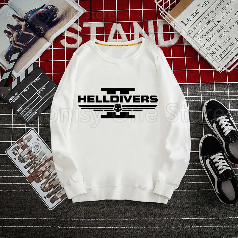 Helldivers White Sweater - Helldivers 2 Logo